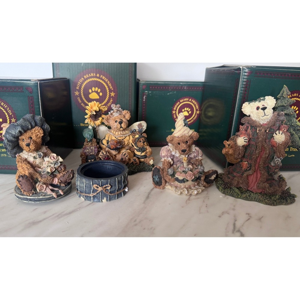 Boyds Bears Bearstone Collection Figurine Lot Victoria Regina Fern Woodsbeary